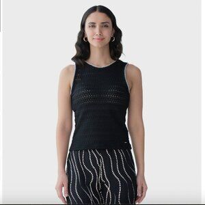 FREE w$49 BUNDLE NWOT Black Crew round Neck Tank Top sleeveless crochet knit